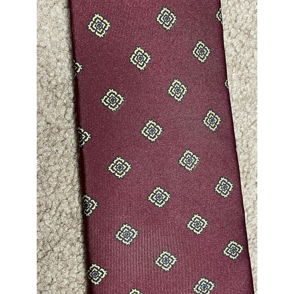 Vintage Halston lll Diamond Geometric MultiColor Neck Tie 1980 Burgundy NWT 3.25